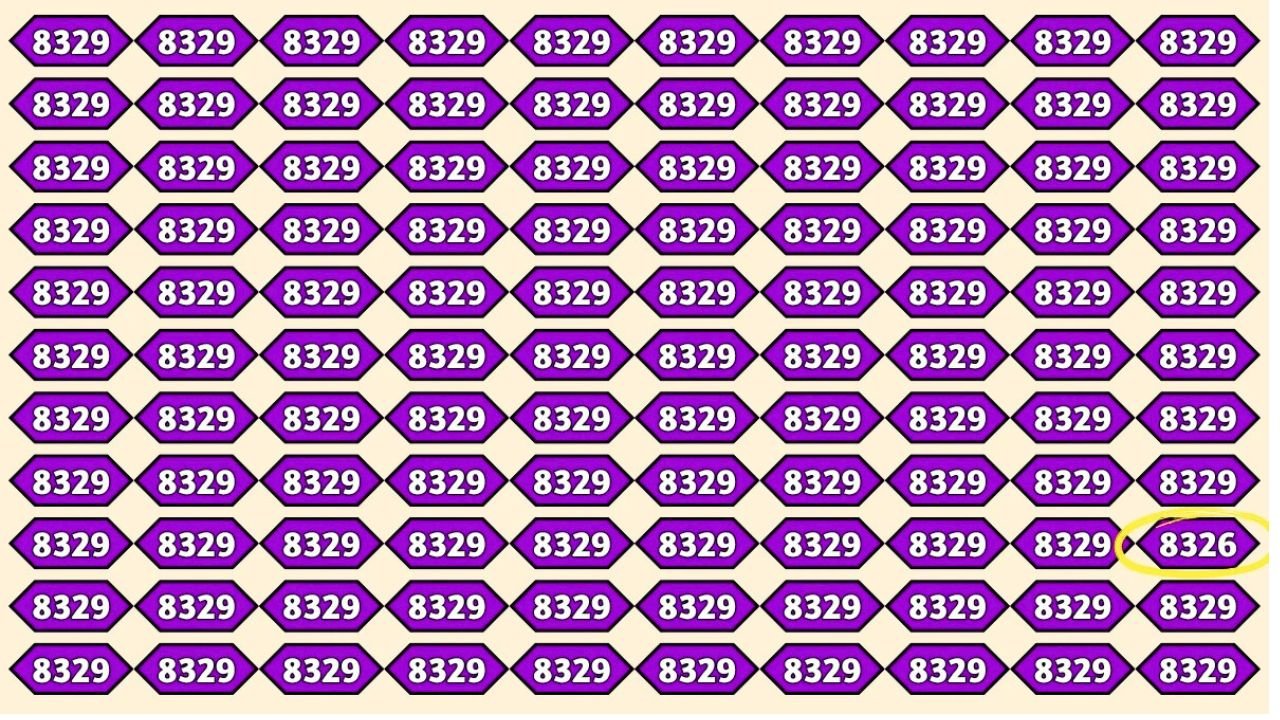 Can You Spot 8326 Hidden Among 8329s in Just 9 Seconds? Test Your Brain!